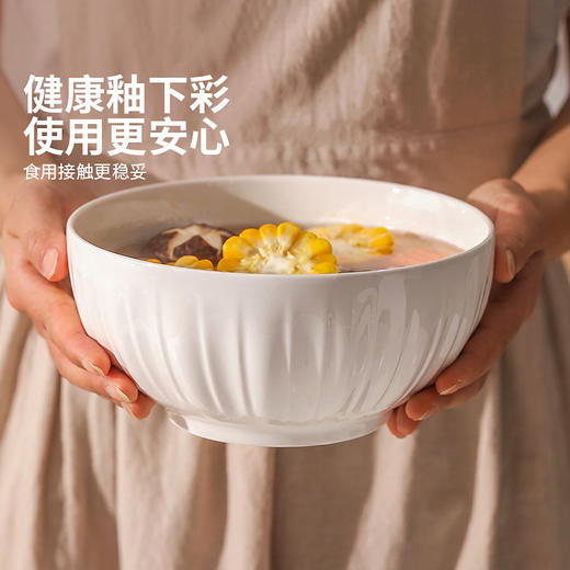 摩登主妇釉下彩白瓷8英寸汤碗家用2026新款陶瓷碗具大号汤面大碗 商品图1