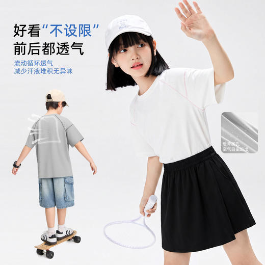 【暑期出游，凉皮套装】【吸湿速干，无惧暴汗】夏季新款儿童户外速干短袖裙裤凉皮套装凉感透气男女童运动防晒短袖短裤两件套 商品图1