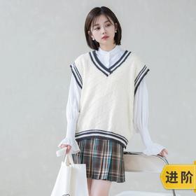 苏苏姐家简约学院风棒针背心手工编织衣服背心自制材料包