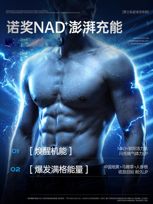 【做个“无味”却更有味的男人】RUYI NAD+ 男士能量私密护理洗液 99.9%抑菌除味 青柠雪松伪体香 NAD+焕活机能 3大检测安全无刺激 300ml/瓶 商品图2