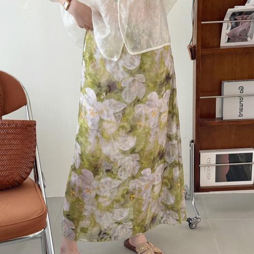 【高腰宽松 垂坠阔腿】COICI 池畔花染显瘦半身裙 轻薄飘逸面料 松紧高腰阔腿版型 商品图7