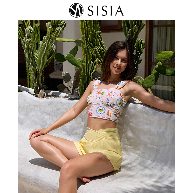sisia新款法式甜美分体泳衣女海岛度假温泉显瘦高级感比基尼HY281W13P72