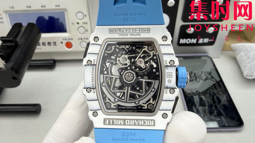 RM理查德米勒RM35-03系列 NTPT碳纤维壳 蒂芙尼蓝 已发布5款产品 男士腕表 采用定制一体机 正面可看到摆轮摆动 纤薄壳套13.5mm 商品图7