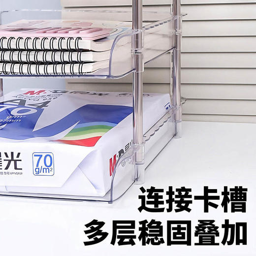 【加高底座 承重强 倾斜不易倒】桌面书桌收纳置物架 大容量多层收纳架 办公室文件书本分层收纳盒 学生学科分类 商品图4