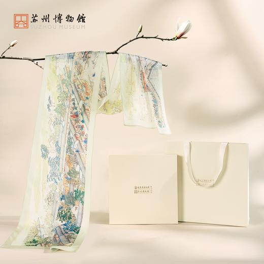 苏州博物馆 姑苏繁华图特展系列真丝长巾100%桑蚕丝女士舒适柔软礼盒配拎袋送礼 商品图4