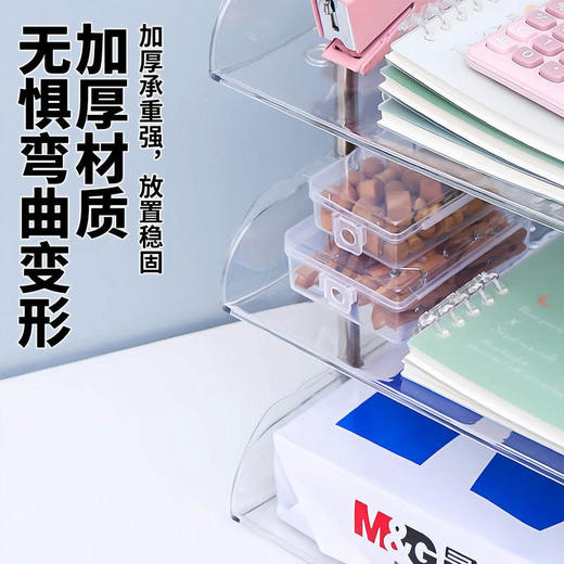 【加高底座 承重强 倾斜不易倒】桌面书桌收纳置物架 大容量多层收纳架 办公室文件书本分层收纳盒 学生学科分类 商品图3