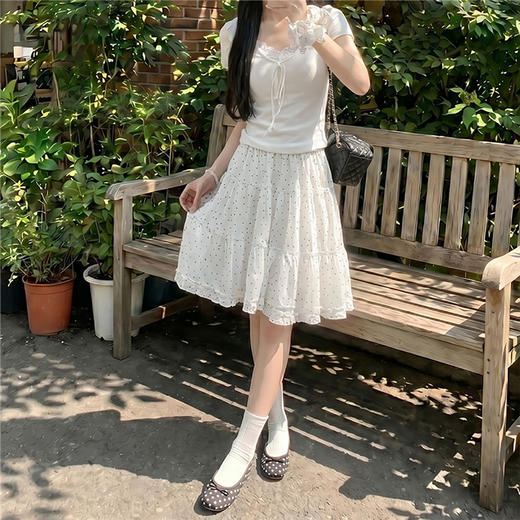 西遇韩系甜美波点半身裙女2026年夏季新款纯欲风蕾丝拼接蛋糕裙SS060684 商品图4