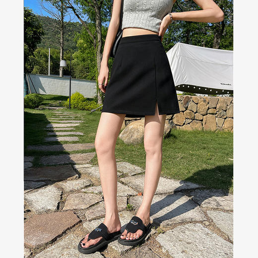 西遇开叉西装包臀短裙女2026夏季新款高腰修身防走光通勤a字半裙SS060681 商品图1
