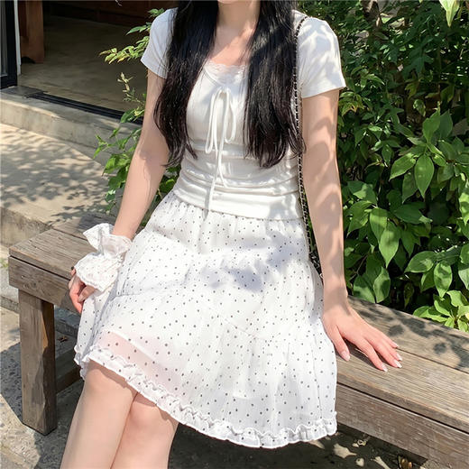 西遇韩系甜美波点半身裙女2026年夏季新款纯欲风蕾丝拼接蛋糕裙SS060684 商品图3