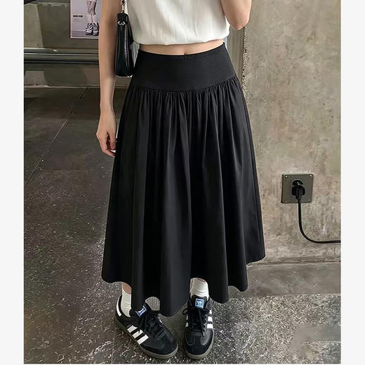 西遇松紧腰百褶半身裙女2026年夏季新款垂顺宽松遮胯显A字中长裙SS060686 商品图3