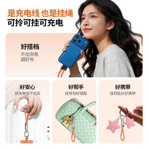 【狂甩不掉 安全保护】挂绳数据线 手机挂绳 挂绳+数据线二合一 出门防丢两不误 商品图6