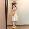 西遇韩系白色半身裙女2026年夏季新款缎面褶皱花边两穿抹胸裙子SS060679 商品缩略图1