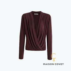 MAISON COVET  V领弹力针织上衣