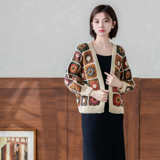 苏苏姐家向日葵拼花开衫手工编织衣服羊毛线自制材料包 商品图2