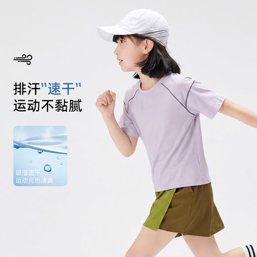 【暑期出游，凉皮套装】【吸湿速干，无惧暴汗】夏季新款儿童户外速干短袖裙裤凉皮套装凉感透气男女童运动防晒短袖短裤两件套 商品图5