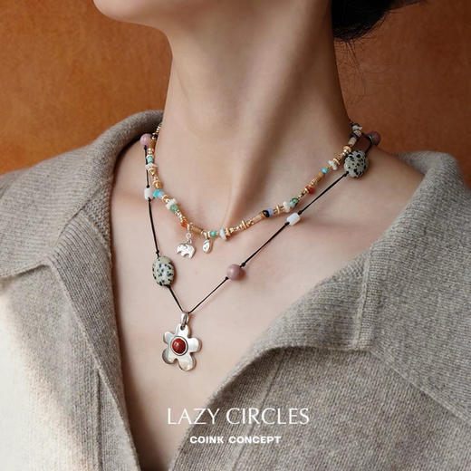 LAZY CIRCLES 天然混石小象项链071710 商品图3