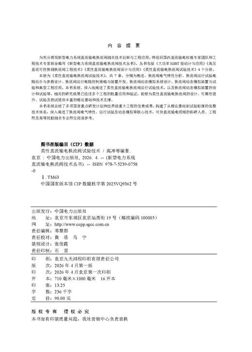 新型电力系统直流输电换流阀技术丛书 柔性直流输电换流阀试验技术 商品图3