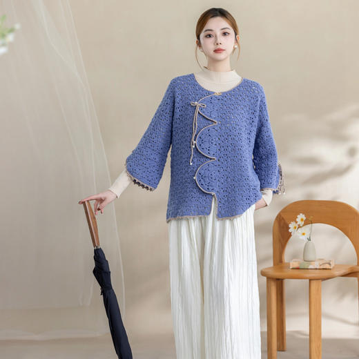 苏苏姐家知锦花瓣襟开衫手工DIY钩针衣服毛线团上衣外套材料包 商品图1