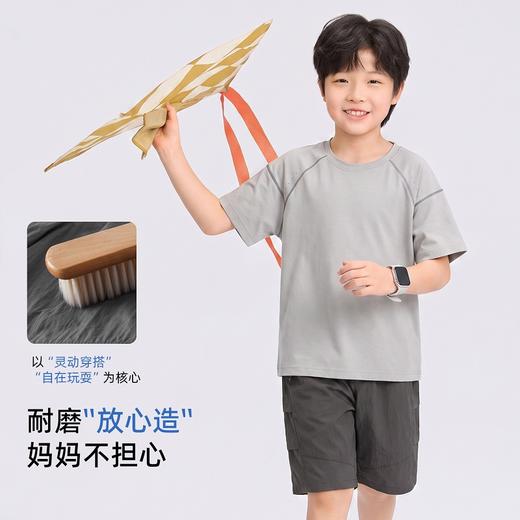 【暑期出游，凉皮套装】【吸湿速干，无惧暴汗】夏季新款儿童户外速干短袖裙裤凉皮套装凉感透气男女童运动防晒短袖短裤两件套 商品图6