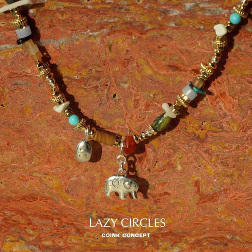LAZY CIRCLES 天然混石小象项链071710 商品图1