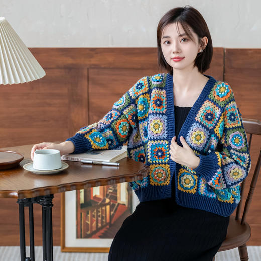 苏苏姐家向日葵拼花开衫手工编织衣服羊毛线自制材料包 商品图3