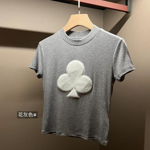 LEDIM WAN*G扑克植绒梅花小短tee071802 商品图2