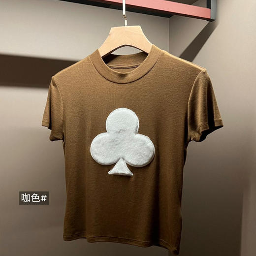 LEDIM WAN*G扑克植绒梅花小短tee071802 商品图1