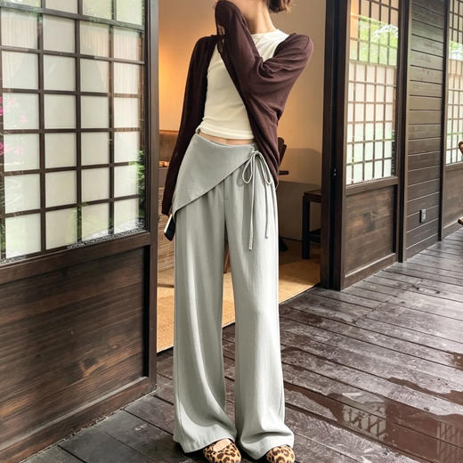 【缎面光泽 肌理顺滑】SPRING WAVE 假两件屁帘天丝阔腿裤 缎面垂感 自带高级设计 商品图2