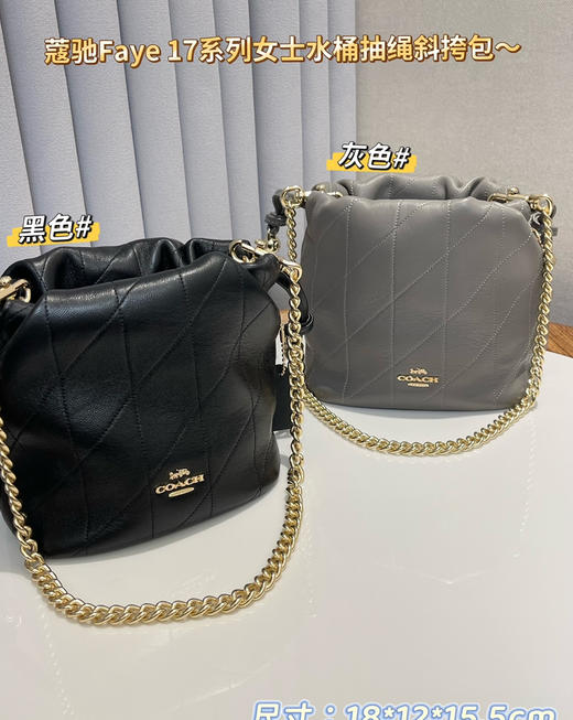 蔻c家Faye 17真皮女士水桶包斜挎包072002 商品图3