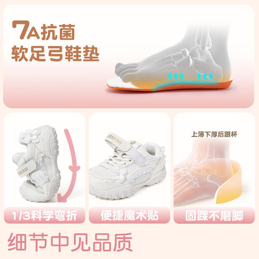 BMINI英贝米尼女孩老爹鞋秋季新款花朵运动鞋透气轻便跑步鞋女童鞋22-31★ 商品图3