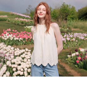 法式温柔甜美气质2026无袖挂脖宽松时尚通勤上衣女秋季