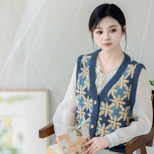 苏苏姐家莲莲拼花马甲手工DIY蕾丝线钩针亚麻毛线材料包 商品图3