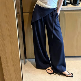 【缎面光泽 肌理顺滑】SPRING WAVE 假两件屁帘天丝阔腿裤 缎面垂感 自带高级设计