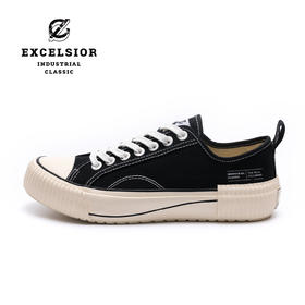 excelsior饼干鞋官方 黑色板鞋女厚底帆布鞋男 BOLT OVER LAYER