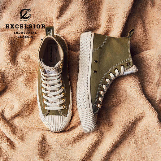 excelsior饼干鞋官方 厚底休闲鞋男高帮加绒帆布鞋女 BOLT FLEECE 商品图4
