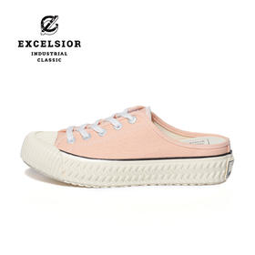excelsior饼干鞋官方 一脚蹬透气粉色女厚底半拖帆布鞋 BOLT MULE
