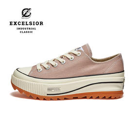 excelsior饼干鞋官方 冬季加绒粉色新款潮流休闲鞋女厚底帆布鞋