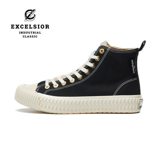 excelsior饼干鞋 秋冬新款板鞋加绒女鞋黑色休闲鞋厚底高帮帆布鞋 商品图0