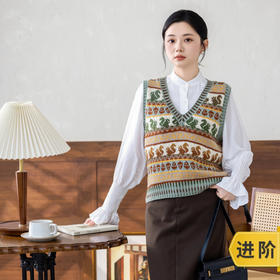 苏苏姐家松鼠提花背心手工DIY手编棒针羊毛毛线团上衣自制材料包