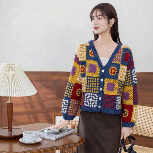苏苏姐家琥珀时光拼花开衫手工DIY钩针衣服毛线团自制外套材料包 商品图1