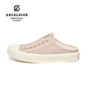 excelsior饼干鞋官方 厚底休闲女士一脚蹬半拖帆布鞋 BOLT RAFFIA