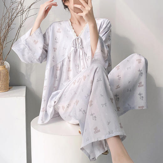 自带胸垫 可外穿【沐臻丝-早秋绵绸套装家居服】（90-150斤可穿） 商品图5