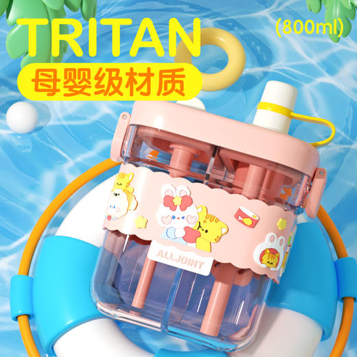 优仅夏季便携水杯高颜值多巴胺带吸管双饮杯Tritan材质安全无异味 商品图5