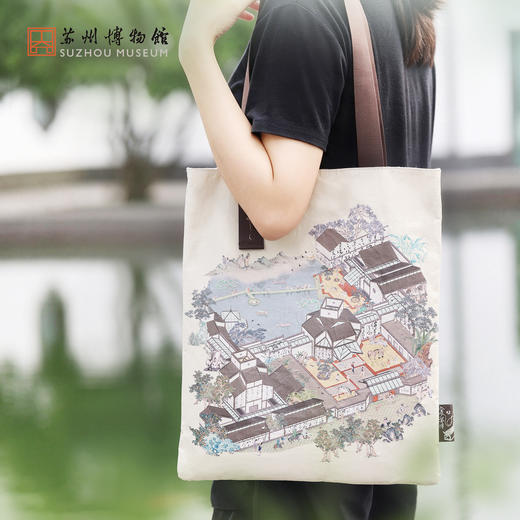 苏州博物馆 入梦苏博单肩包馆藏点景印花杜邦纸大容量日常通勤校园包包 商品图3