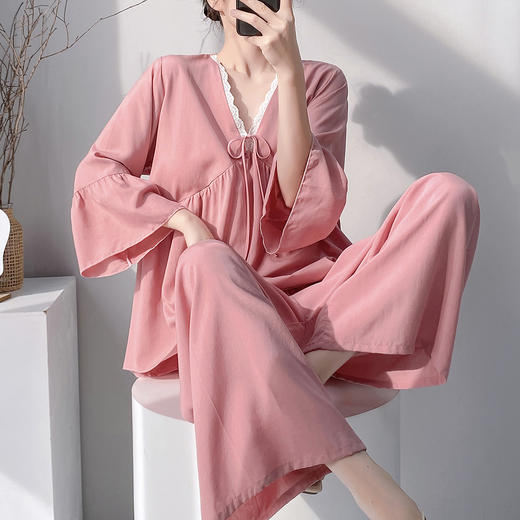自带胸垫 可外穿【沐臻丝-早秋绵绸套装家居服】（90-150斤可穿） 商品图4
