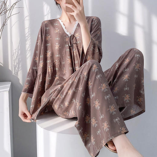 自带胸垫 可外穿【沐臻丝-早秋绵绸套装家居服】（90-150斤可穿） 商品图6