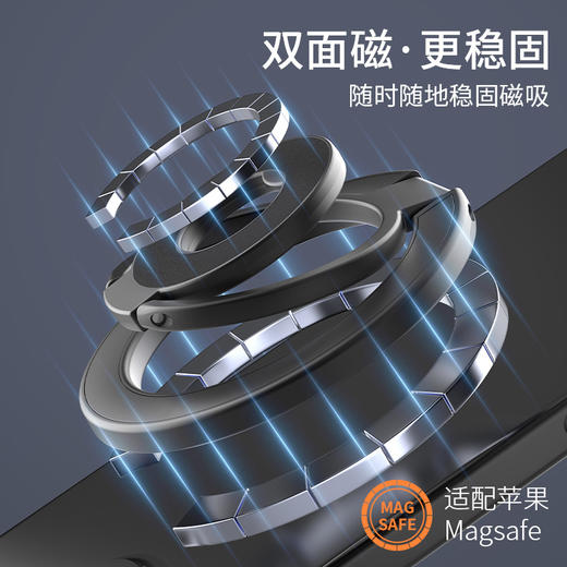 【双面磁吸 多功能三折叠】新款马卡龙三拼色手机支架 便携指环扣支架 Magesafe三折叠背贴 追剧神器 苹果安卓通用 商品图1