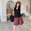 【清凉一夏，天然苎麻】老钱风苎麻短裤女夏季新款纯色五分裤宽松薄款松紧腰抽绳显瘦短裤女 商品缩略图8