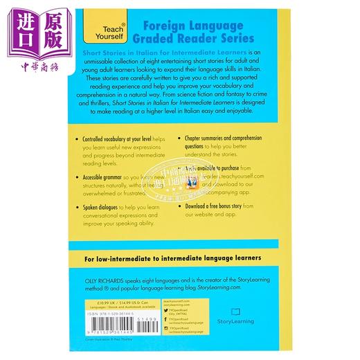 【中商原版】Short Stories in Italian for Intermediate Learners 意大利语中级短篇故事集 自学阅读拓展词汇量 快乐学意语 商品图1