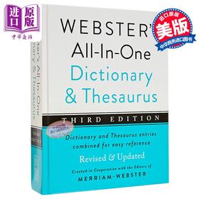 【中商原版】韦氏综合词典和同义词库 2024年第三版 Webster s All In One Dictionary & Thesaurus 英文原版Merriam Webster